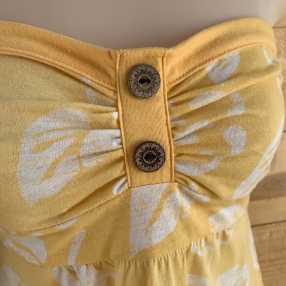 Maurice's XS Yellow Flower Baby Doll Strapless Top Beachy Fit Flare - Picture 3 of 5